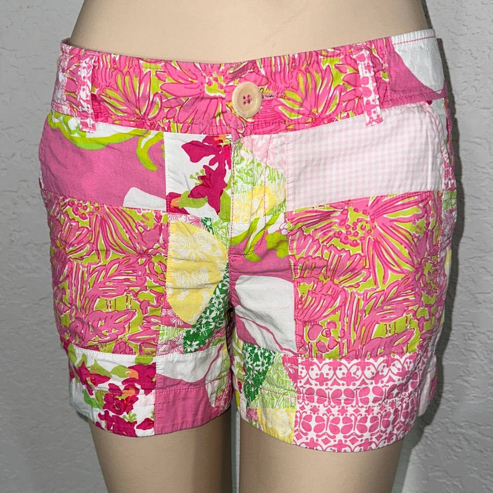 Lilly Pulitzer Pink and Green Patchwork Shorts